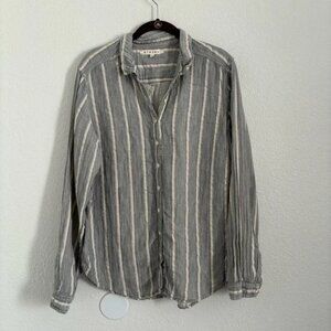 Xirena Women's Large Multicolor Striped Long Sleeve 100% Cotton Top